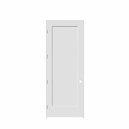 CODEL DOORS 32" x 96" x 1-3/8" Primed 1-Panel Interior Shaker 4-9/16" RH Prehung Door with Satin Nickel Hinges 2880pri8401RH154916